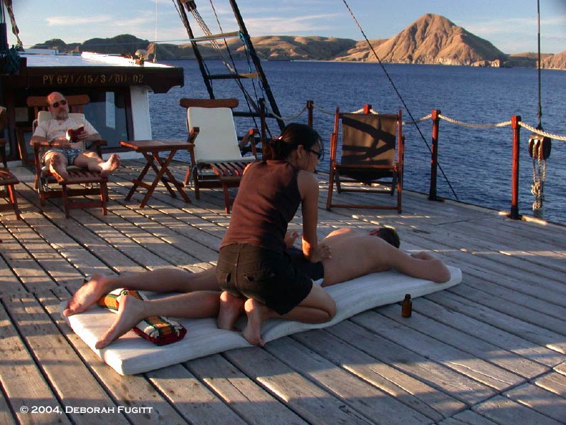 Indonesian liveaboard top deck